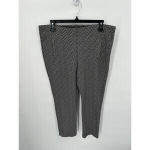 Chicos Juliet Painted Herringbone Ankle Pull On Stretch Ankle Pant // 10P